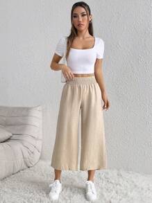 SHEIN PETITE 女式纯色简约休闲裤