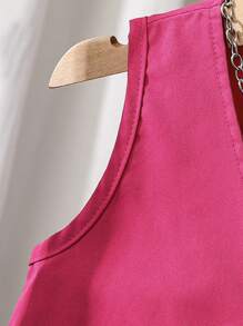 SHEIN 年轻女孩通勤休闲挂脖衬衫和百褶裙套装