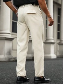 Manfinity Mode Men's Solid Color Casual Pants - Apricot - View 2