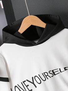 Tween Boys Stylish Letter Patchwork Sweatshirt - White - View 5