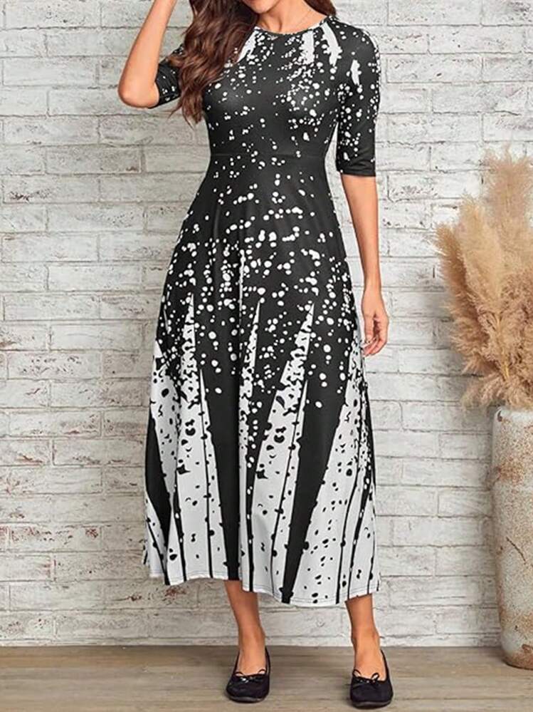 INAWLY Vestido sencillo sin mangas de unicolor para uso diario de mujer - Blanco y Negro - Añade 1