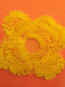 2 件装少女休闲花卉装饰 T 恤和花卉印花牛仔裙套装 - 橘色 - 查看 7