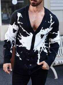 Manfinity LEGND Áo len cardigan dài tay màu tương phản cỡ lớn cho nam vào mùa thu đông - Nhiều màu - Xem 7