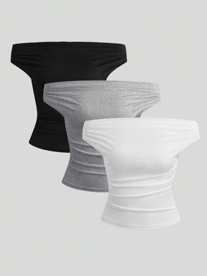 Sweetra 女士简约纯色露肩休闲衬衫