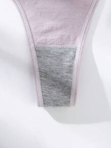 5pcs/Pack Solid Color Seamless Simple Casual Thongs - Multicolor - View 5