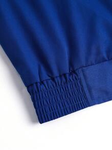 TaskEZ Women's Solid Color Notched Collar Long Sleeve Button Front Pocket Simplistic Blouse And Pants Workwear Set - Blue - View 14