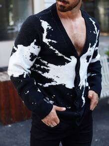 Manfinity LEGND Áo len cardigan dài tay màu tương phản cỡ lớn cho nam vào mùa thu đông - Nhiều màu - Xem 3