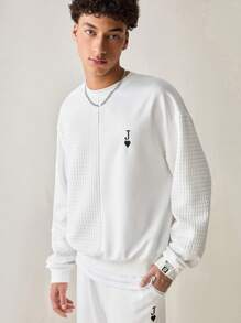 Manfinity VCAY 2pcs Men's Casual Knit Sweatshirt And Straight Leg Drawstring Waist Pants Set, For Fall Winter - White - View 3