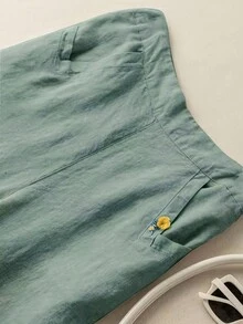 斜口袋闊腿褲 - 薄荷綠 - 查看 3