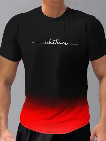 Manfinity Homme Men's Tie Dye Round Neck Letter Print Casual Short Sleeve T-Shirt (Tie-Dye Random)