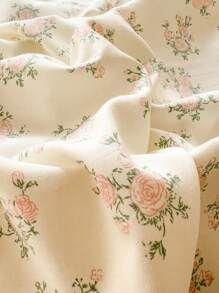 3pcs Plant & Floral Micro Floral Duvet Cover Set - 1 Duvet Cover, 2 Pillow Shams, No Filling, Soft Washed Fabric, Suitable For Bedroom All Seasons