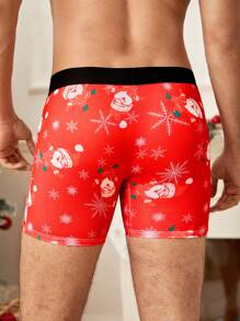 Wedaily 4pcs Men's Allover Print Fashion Casual Comfortable Boxer Briefs, Christmas - Multicolor - View 4