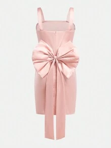 Teen Girls Elegant Bow Tie Detail Mini Dress - Pink - View 1