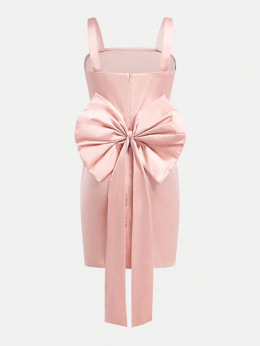 Teen Girls Elegant Bow Tie Detail Mini Dress - Pink - View 1