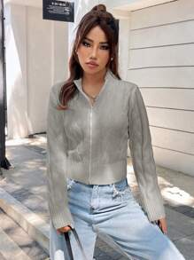 Lunelith SHEIN Lunessa Women's Cable Knit Casual Cardigan