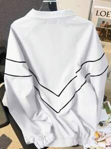 Manfinity Men's Striped Zip-Up Loose Casual Jacket, Spring & Autumn