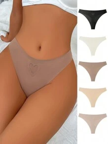 Wedaily 5pcs/Pack Women Plain Colored Thongs - Multicolor - View 1
