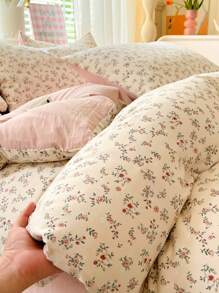 3 件套花卉床上用品：1 个羽绒被套，2 个枕套，无填充物，柔软水洗面料，适合所有季节 - 藕粉色 - 查看 8