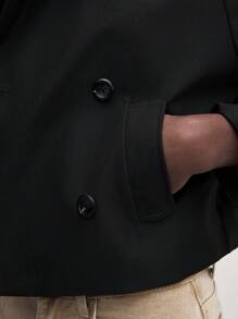 BizChic Áo khoác Parka đi làm thường ngày ngắn màu đen dành cho nữ, Quần áo mùa thu/đông, - màu đen - Xem 5