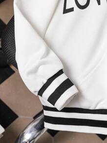 Tween Boys Stylish Letter Patchwork Sweatshirt - White - View 4