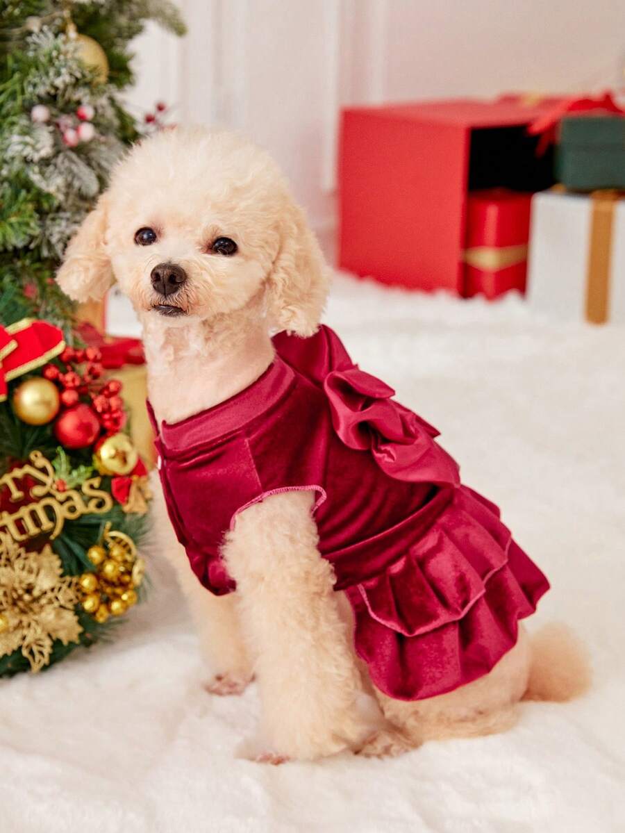 PETSIN 1pc Velvet Bow Red Christmas Dress For Pets for Sale Australia