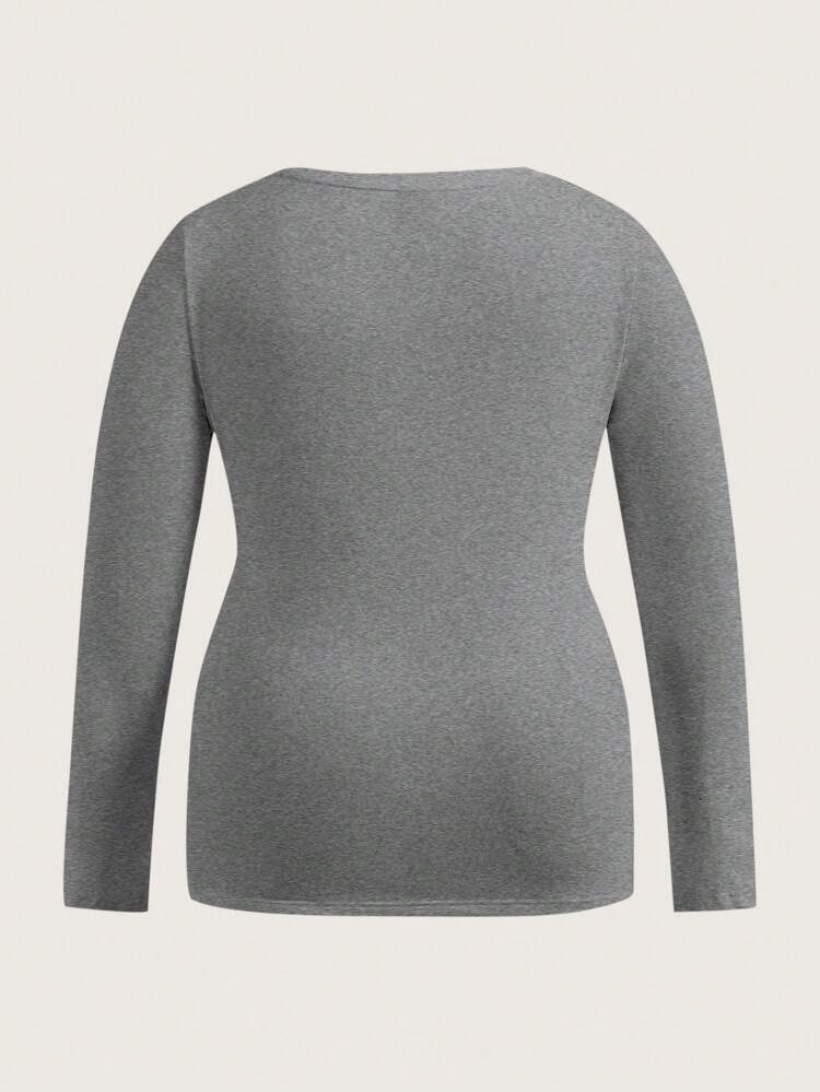 Plus Size Knitted Long Sleeve T-Shirt