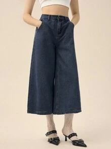 Forever 21 Trang phục mùa thu cho phụ nữ Quần rộng thùng thình cho phụ nữ Quần jean nữ đã giặt Quần jean xanh cạp thấp Quần jean rộng thùng thình cho phụ nữ Quần áo mùa thu - Màu xanh lam - Xem 6