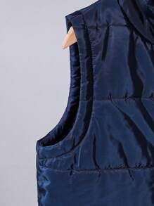 3pcs Tween Boys' Casual Warm Sleeveless Vest, Long Sleeve Sweatshirt And Pants Set - Navy Blue - View 3