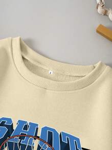 INAWLY Basketball & Letter Graphic Thermal Lined Sweatshirt Graduation,Back To School,Graduation,Teacher For Women,Back To School Pullover Fall Sweatshirt - Apricot - View 4