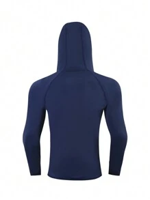 Manfinity Swimmode Men's Solid Color Long Sleeve Hooded Surf T-Shirt