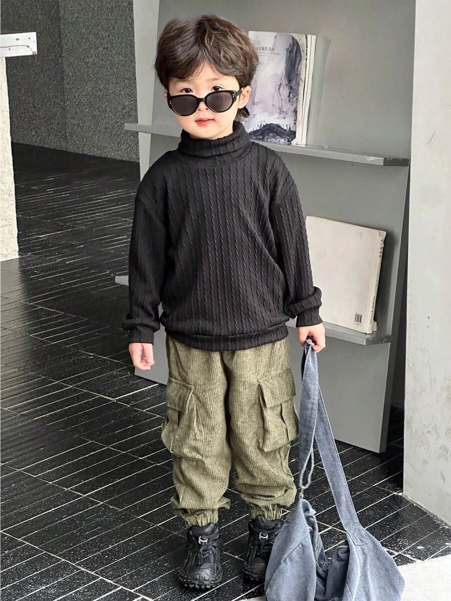Bộ 2 áo len dệt kim Jacquard phong cách Hàn Quốc thường ngày cho bé trai và quần cạp chun - Nhiều màu - Xem 1