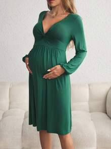 SHEIN Maternity Long Sleeve Bodycon Dress For Pregnant Women Autumn Teacher Dress