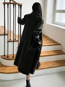 DAZY 女式 PU 皮革长款风衣，秋季女装夹克