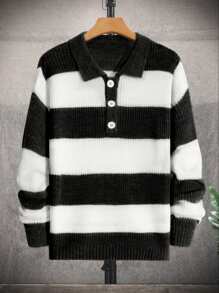 Claim Dot Áo len dệt kim sọc màu thông thường dành cho nam, mùa xuân, mùa thu - Nhiều màu - Xem 4