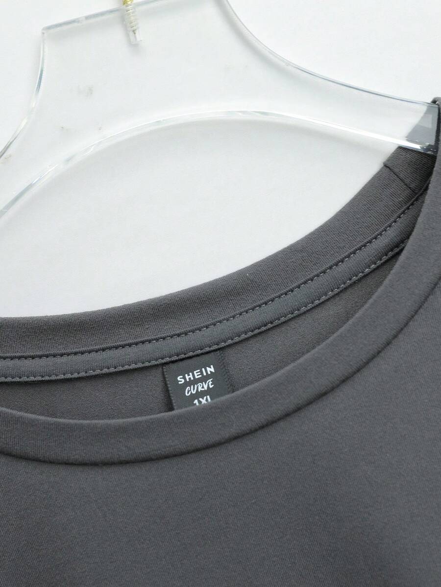 SHEIN Essnce Women Christmas Print Crew Neck Shirt, Family Christmas Shirt, Holiday Shirt