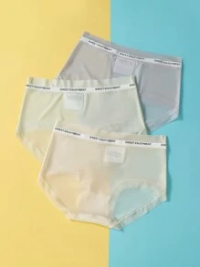 3pcs/Set Tween Girls Solid Color Briefs, Soft Breathable  Student Underwear - Multicolor - View 2