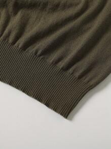 Manfinity Homme Men's Spring & Autumn Casual Color Blocking Short Sleeve Knit Top - Dark Green - View 3