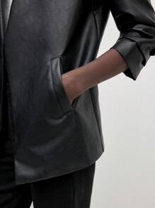 BizChic 女士优雅通勤皮革西装外套办公室服装秋季服装