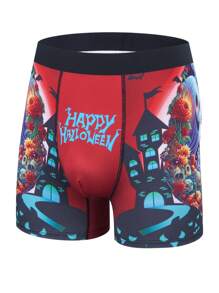 Quần lót Boxer 3 cái/bộ in chữ thời trang Halloween cho nam dáng ôm thoải mái - Nhiều màu - Xem 3