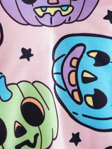 SHEIN Playful Pals Baby Mädchen Übergrößer Kürbis Drucken Lustiger Stylischer Kapuzenpullover für Halloween