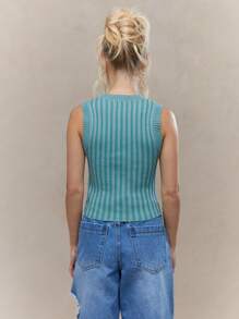 MISSGUIDED 无袖罗纹针织露脐短款背心 夏季复古Y2K风格高领修身休闲日常穿搭 圣诞节 - 綠色 - 查看 2