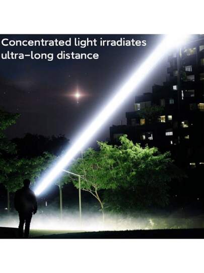 2024 便携式 2000mAh 手电筒 10000LM 大功率 LED 手电筒支持 Type-C 充电防水强力手电筒 ABS 露营应急照明 LED 灯战术手电筒