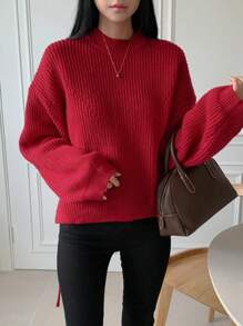 DAZY 女士灯笼袖半高领修身略宽松常规长度毛衣