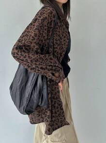 DAZY 女士灯芯绒常规领宽松衬衫猎豹纹印花 - 彩色 - 查看 8