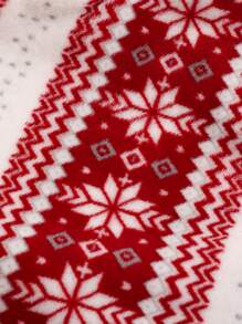 Baby Girl Fair Isle Pattern Fleece Hooded Jumpsuit, Holiday, For Christmas - Multicolor - View 6