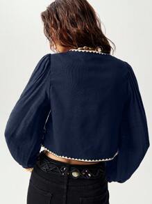 Bohemela Semester Lös broderi Kontrast Långärmad blus för kvinnor - Multifärgad - Visa 4