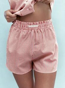 MISSGUIDED Textured Ribbed Buttoned Vest Top And Shorts Co-Ord With Scrunchie Christmas - Red and White - View 3