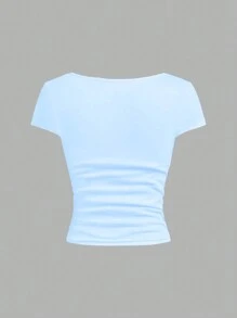 Sparklyn Set de 2 piezas Blusa de niña preadolescente de manga corta con cuello cuadrado