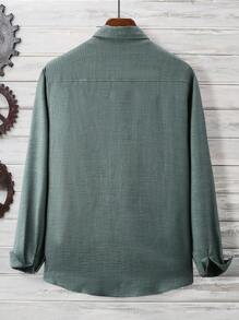 Manfinity Homme Men's Casual Long Sleeve Shirt, Spring And Autumn - Olive Green - View 2