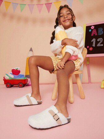 Mini mi Bestseller Kinder Creme-Farbene Klassische Slip-On Clogs mit Extra Polsterung - Stilvolle Tages Soft Fußbett Boton Kork Clogs für überlegenen Komfort